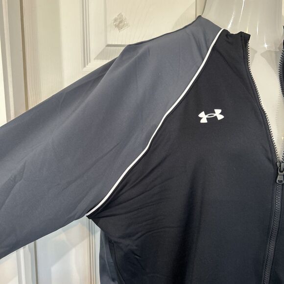 Under Armour Women's Plus 3XL Black Gray Fleece Lined Zip Jacket Mock Neck - Picture 5 of 11